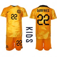 Nizozemska Denzel Dumfries #22 Domaci Dres za djecu SP 2022 Kratak Rukav (+ Kratke hlače)